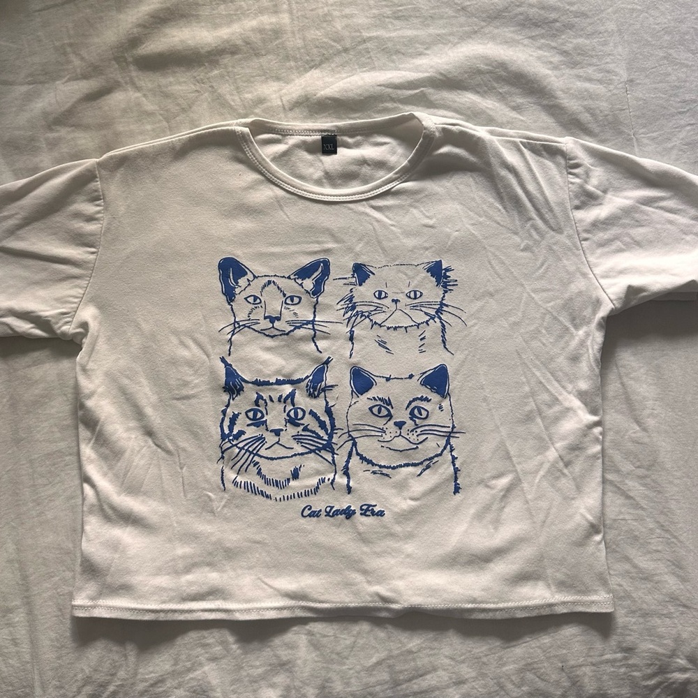 Cat Lady Blue Graphic T-Shirt